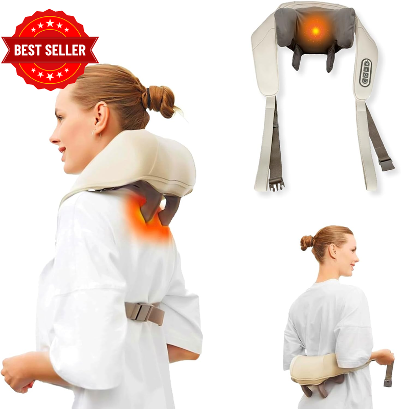 Neck Massager, Shiatsu Neck Shoulder Massager with Heat ,Cordless Electric Massa