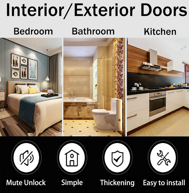 Entry Door Handle Lever with Lock Key, Black Square Heavy Duty Door Knob for Use
