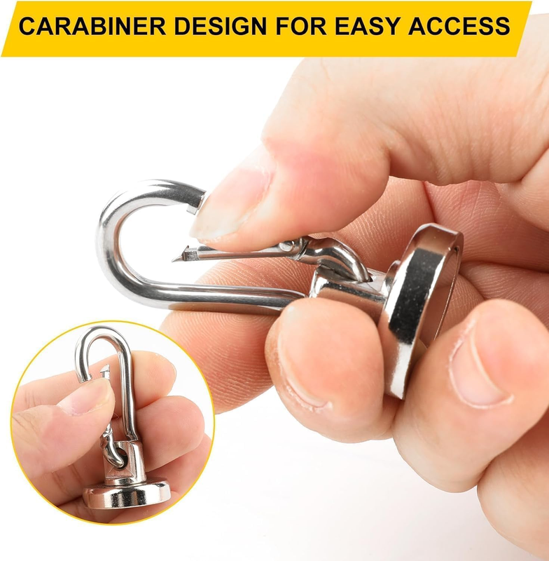 Magnetic Hooks, 110LBS Strong Heavy Duty Neodymium Magnet Hooks with Swivel Cara