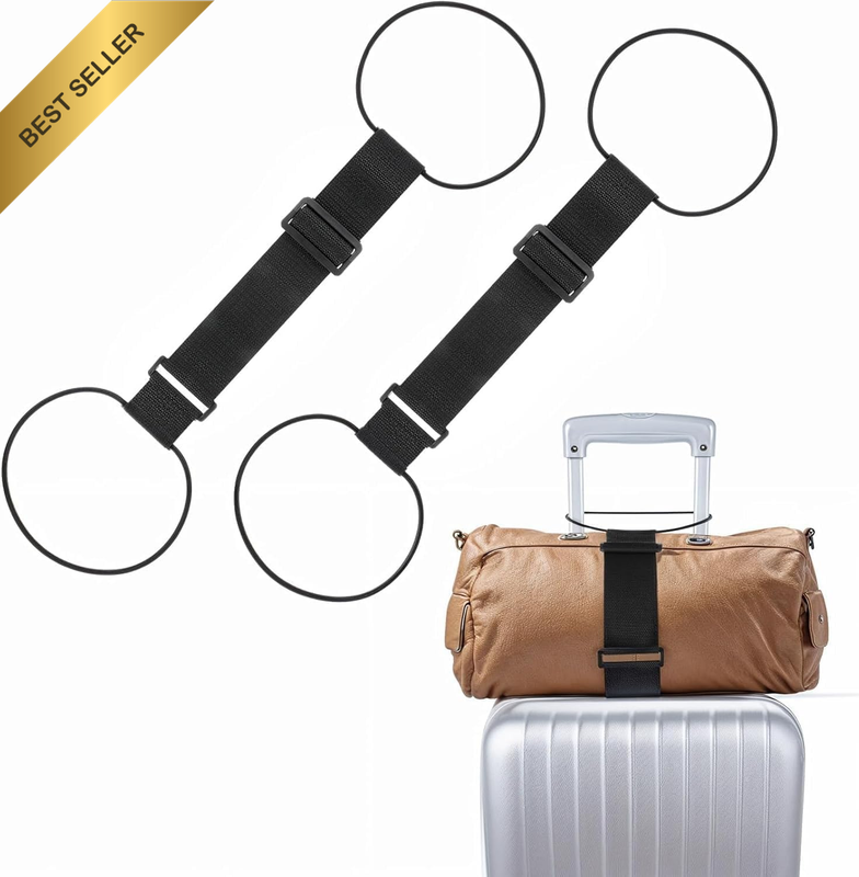 2 Pack Elastic Luggage Fastening Strap – Adjustable Travel Belt for Carry on Bag