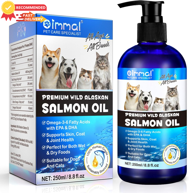 Wild Alaskan Salmon Oil Dogs 250ml Omega 3 DHA EPA Joint Skin Coat Health Natura