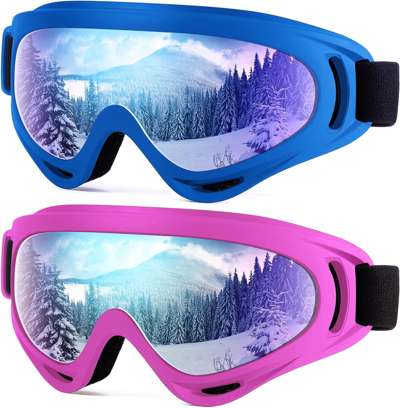 2-Pack Kids Ski Goggles, Snowboard Goggles for Adult Youth Teens Boys & Girls