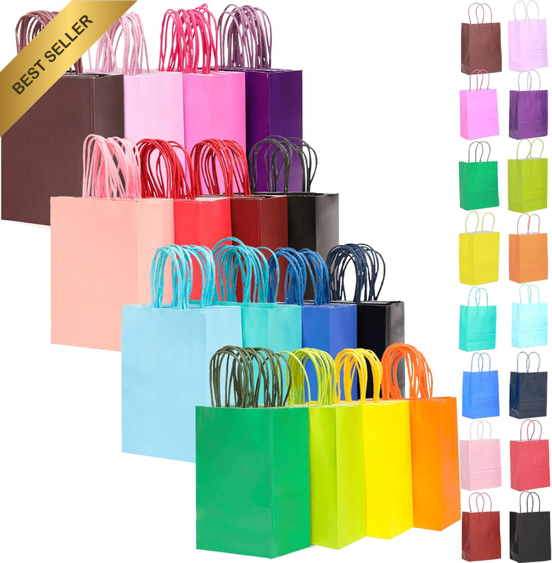 32-Packs Paper Bags with Handles Bulk 33X25X13Cm Large Gift Bags 16 Different Se