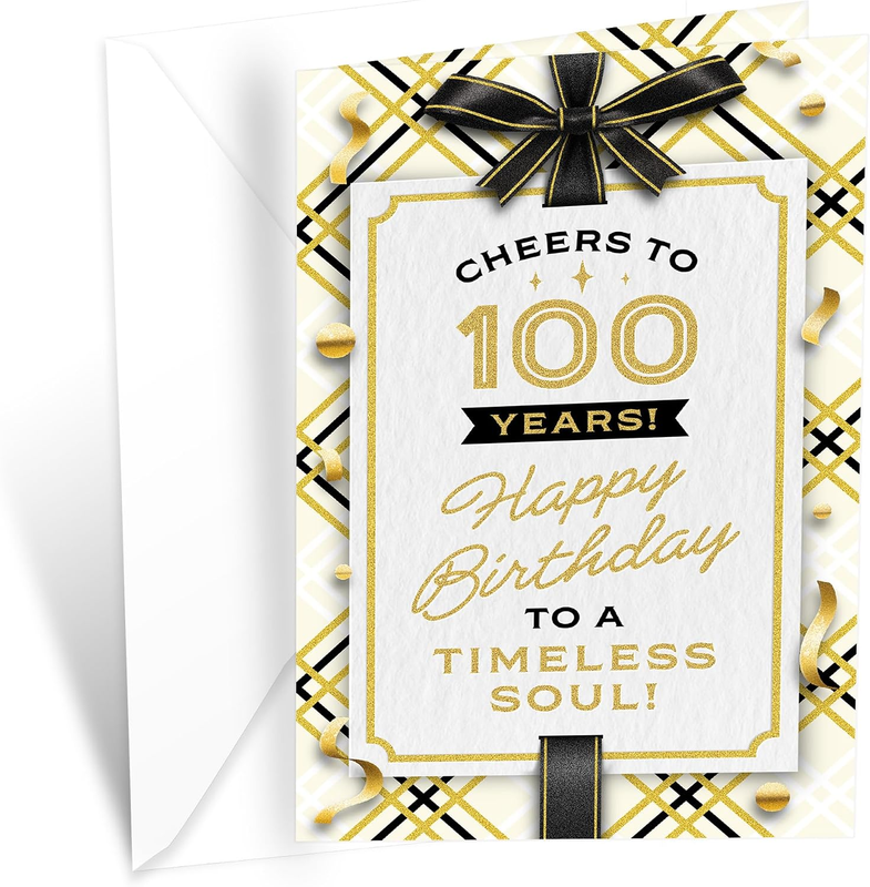 100Th Birthday Card, Made in America, Thick Card Stock with Premium Envelope Pac