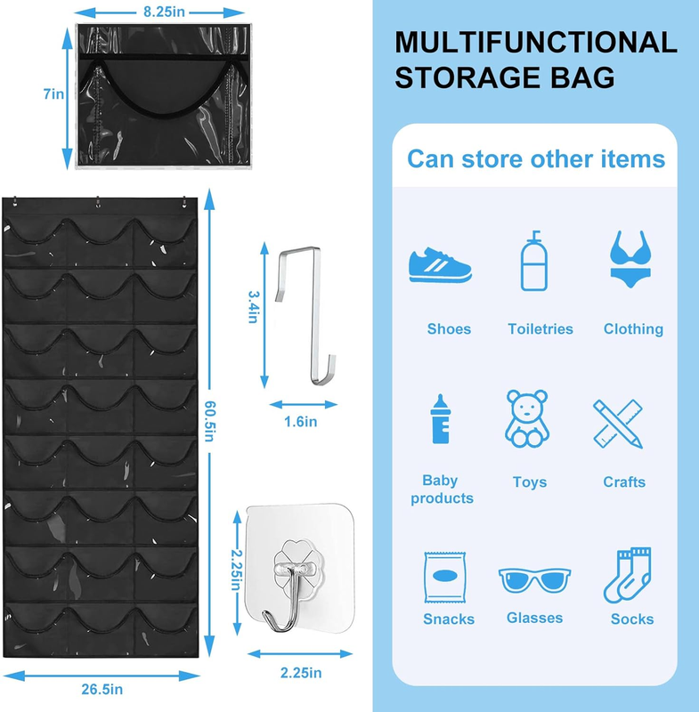 Hat Rack for Baseball Caps Hat Organizer with 24 Clear Deep Pockets, Hanging Hat