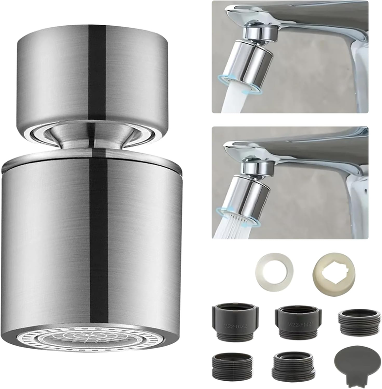 Kitchen Sink Faucet Aerator, 360° Swivel Tap Head Replacement with 2 Spray Modes