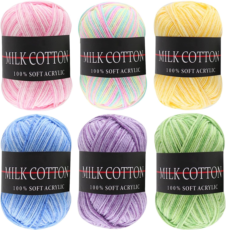 Acrylic Knitting Yarn Skeins 6X50G Soft Yarn for Crocheting and Knitting Craft P