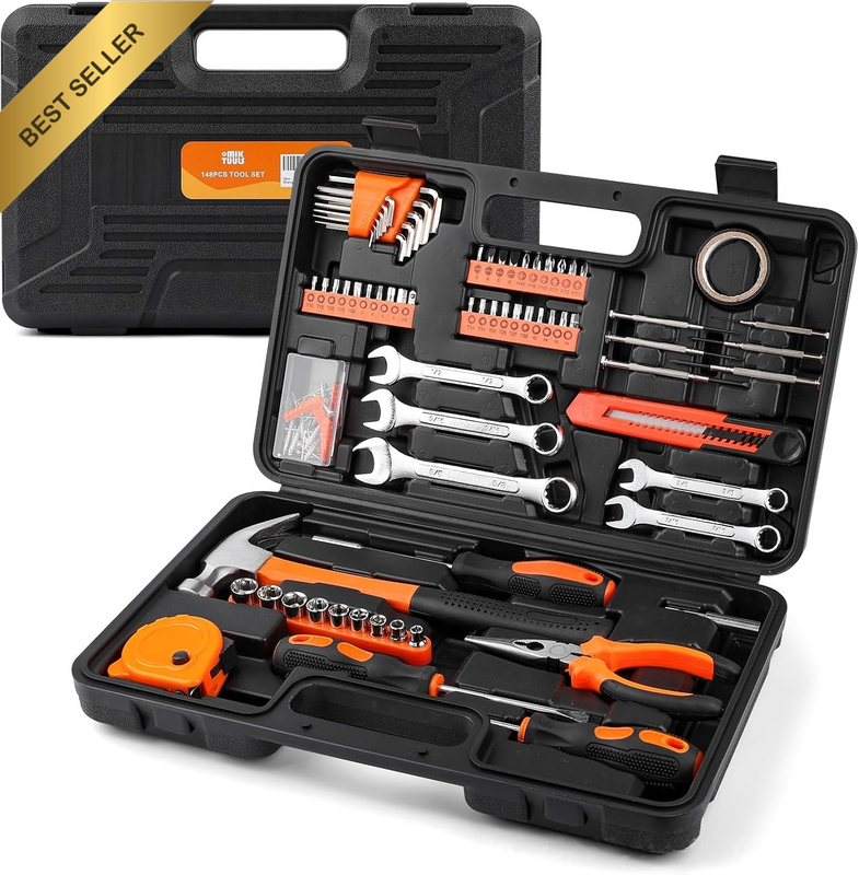 148 Piece Tool Set Socket Screwdriver Bits Set with Plastic Tool Box Storage Cas