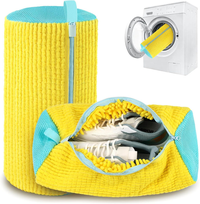 2Pcs Shoe Washing Machine Bag, Chenille Fabric, Laundry Shoe Bag, Rectangular, Y