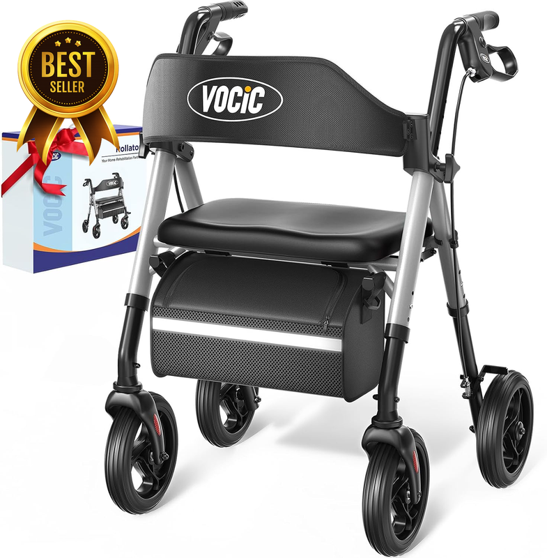 Z21 Rollator Walker for Seniors with Seat, 8" All Terrain, 350 LBS