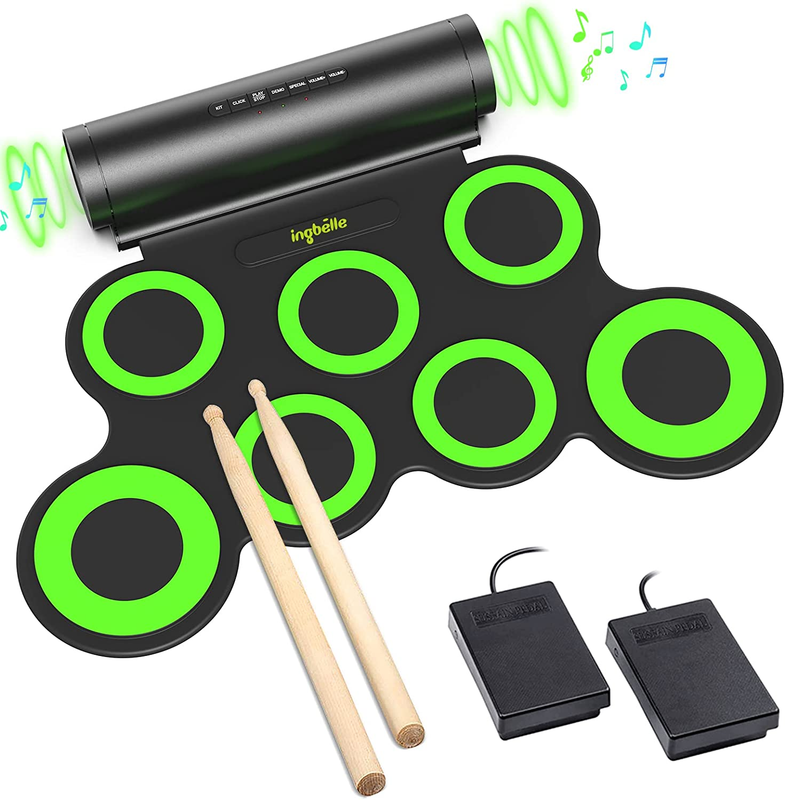 Electronic Drum Set, Roll up Drum Practice Pad Midi Drum Kit with Headphone Jack