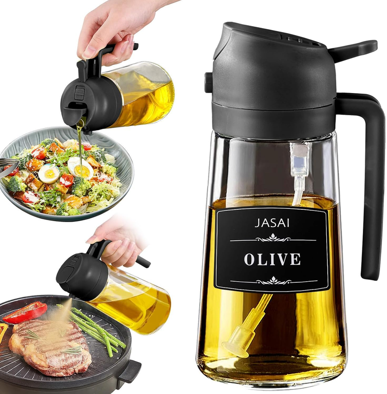2-In-1 Glass Oil Dispenser & Sprayer - 16Oz/470Ml Leakproof Olive Oil Sprayer Bo