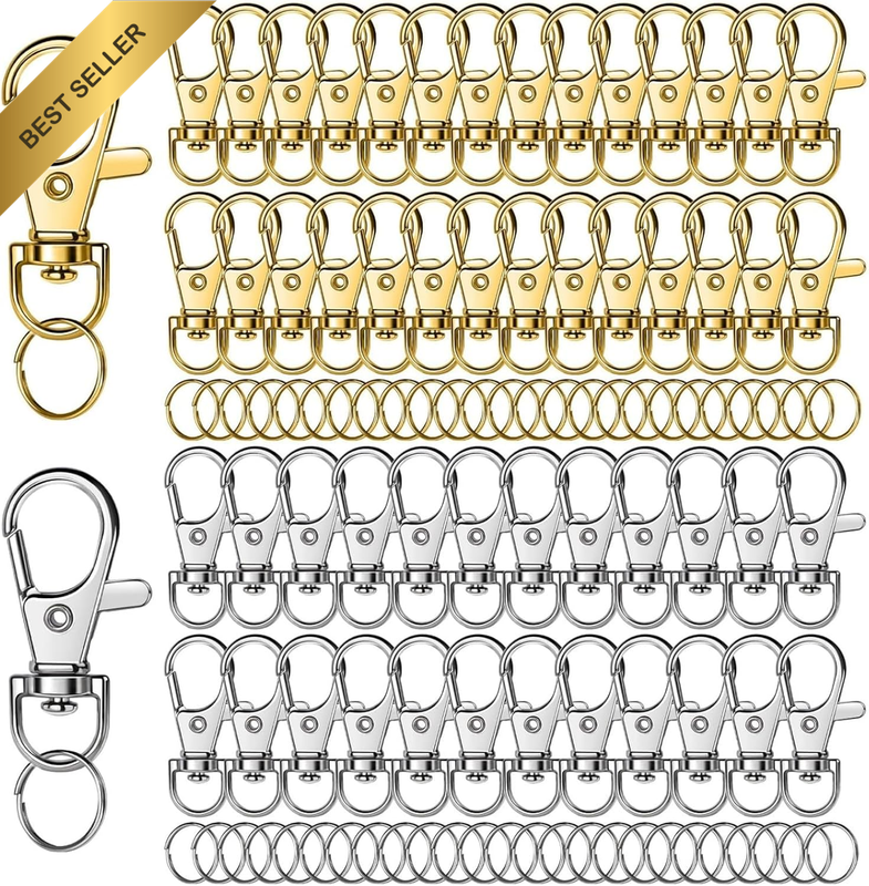 50 PCS Metal Swivel Snap Hooks with Key Rings, Small Keychain Clips for DIY Craf