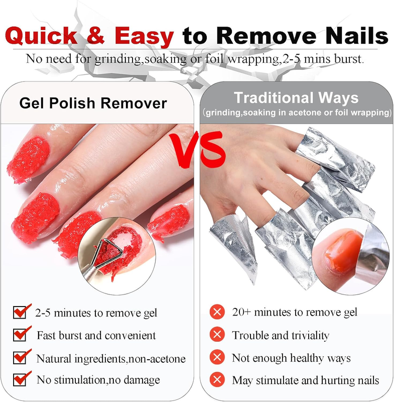 Gel Nail Polish Remover - Not Damage Natural Nails, Easily Remove Gel Nail Polis