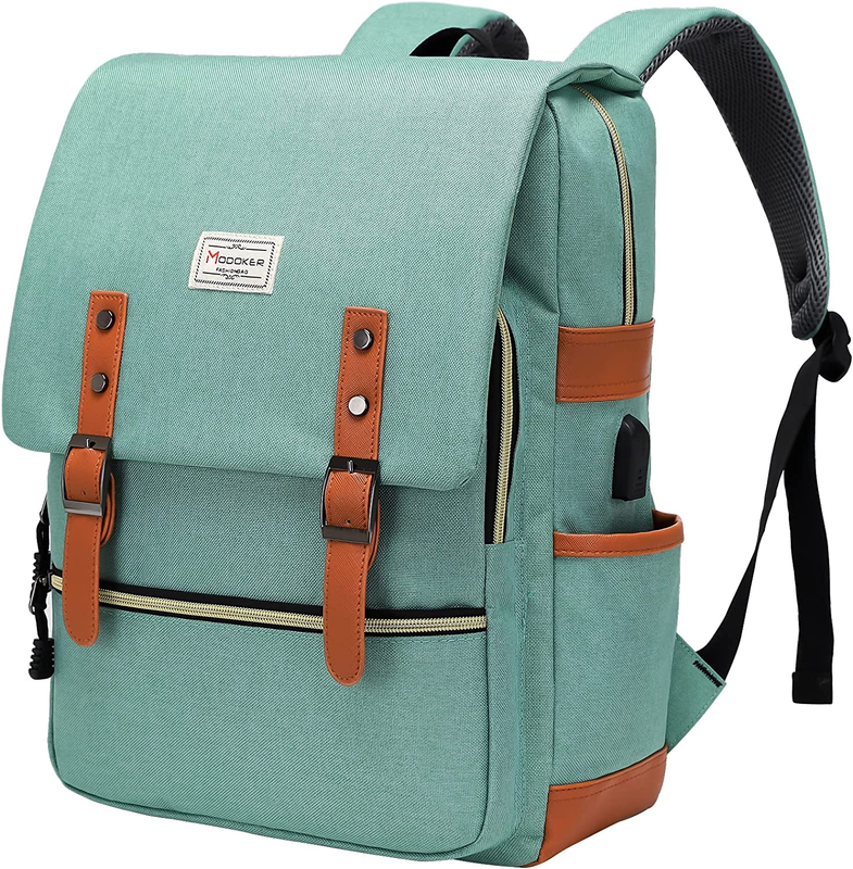 Vintage Laptop Backpack with USB Charging Port - Durable, Stylish & Convenient