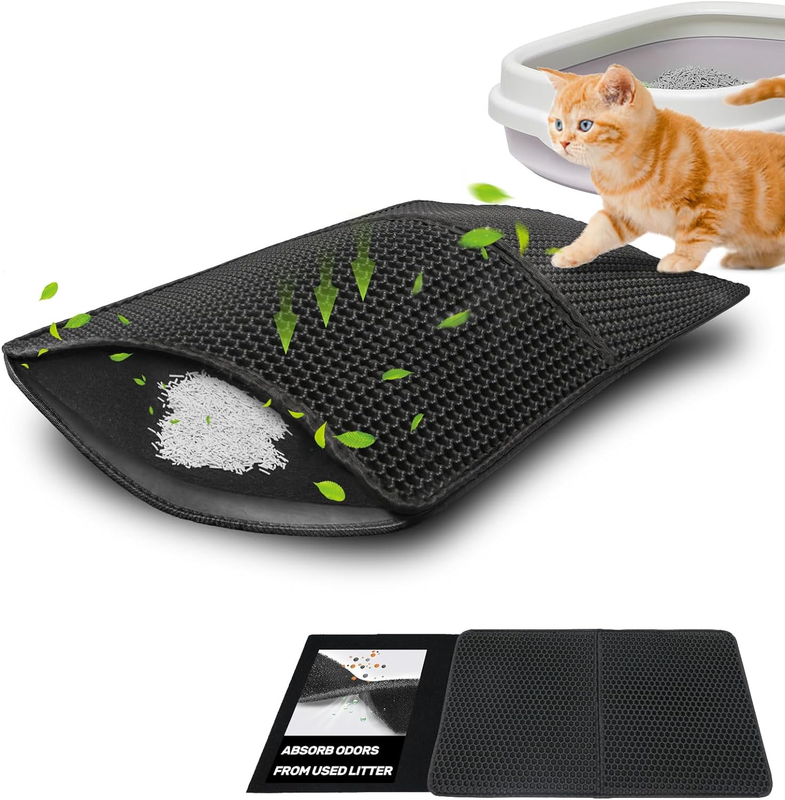 Litter Trap Mat with Activated Carbon Pad, Litter cher Mat, 15" X 24" Honeycomb