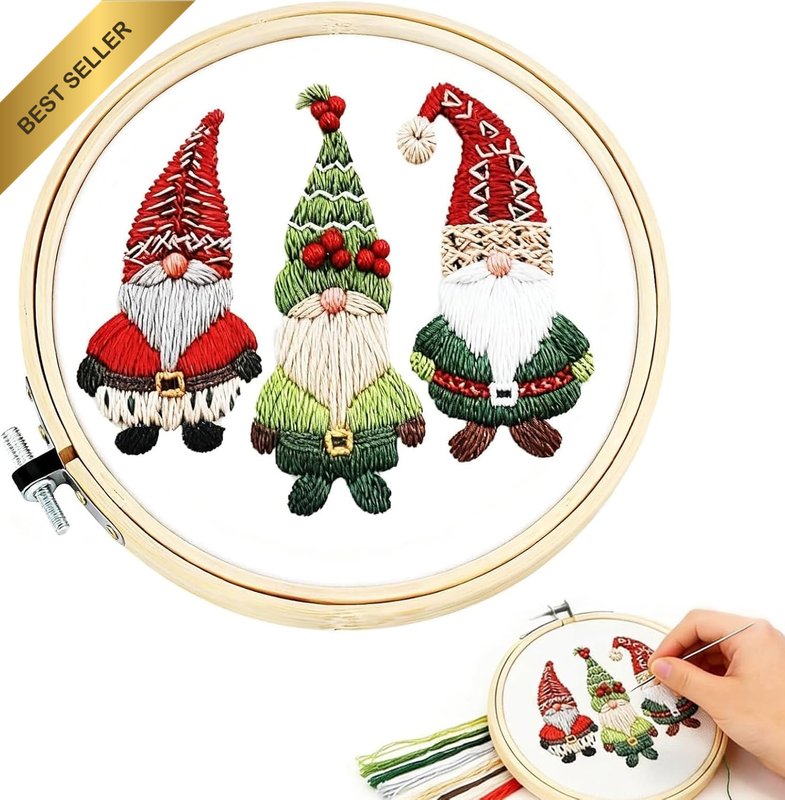 Embroidery Starter Kit for Adults & Beginners, Sew Hoop Needles Thread