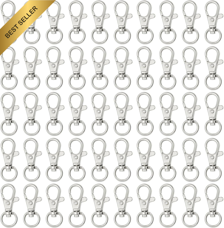 50 Pcs Swivel Snap Hooks with Key Rings Metal Swivel Clasp Lanyard Snap Hook Lob