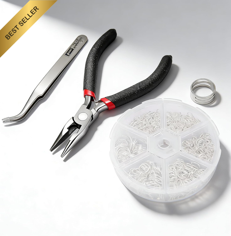 Jump Rings Set with Tweezers and Pliers, Alloy Steel, Box Packed, for Jewelry Ma