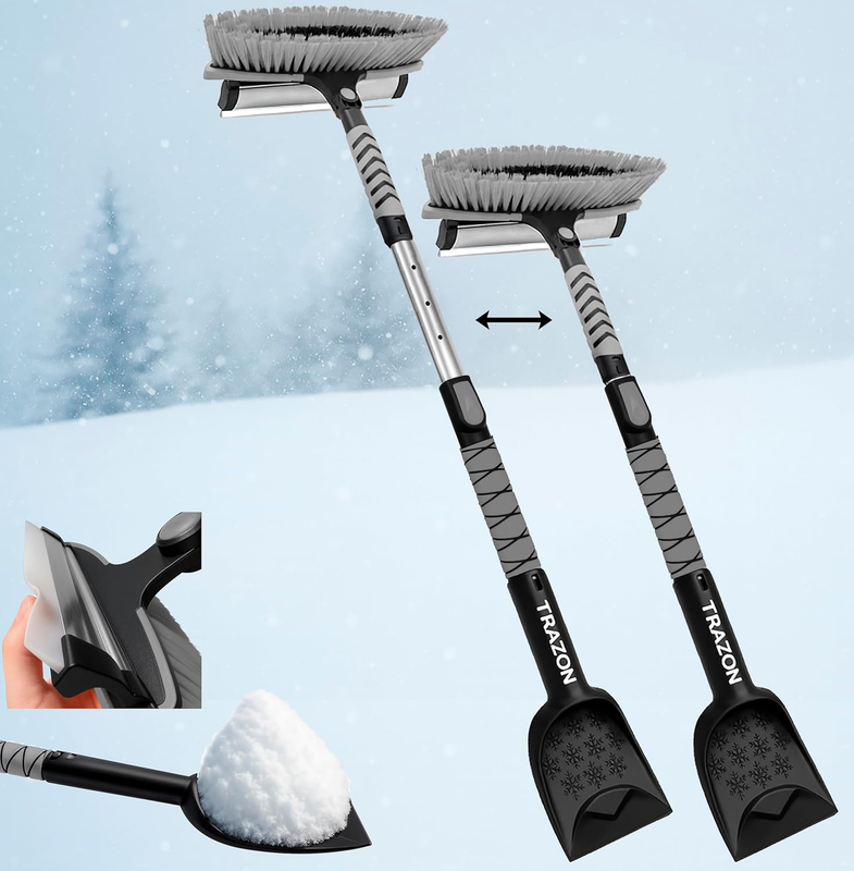 42.4in Extendable Snow Brush Ice Scraper Mini Shovel Foam Grip...