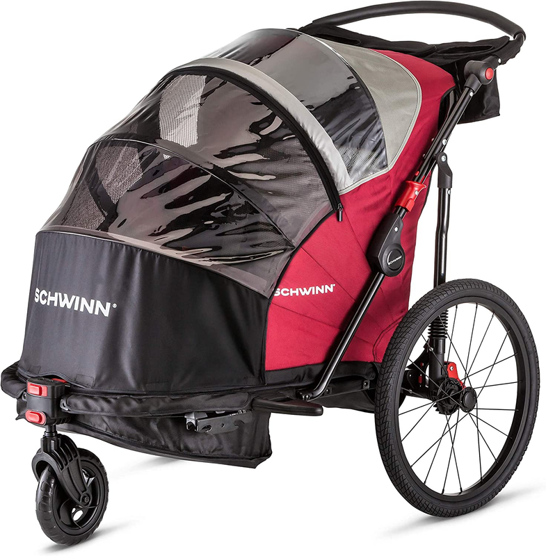 Kids Bike Trailer and Stroller, Seats 2 Riders, Carrier Canopy for Sun Protectio