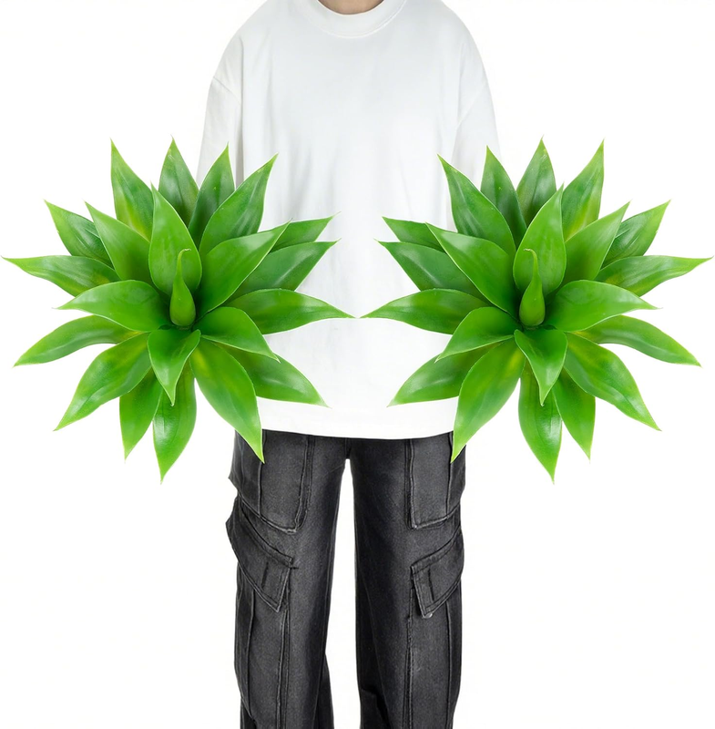 Artificial Agave Faux Agave Fake Greenery 18In Outdoor Artificial Plant Fake Plant for Indoor Home Decoration Plastic Plant Outdoor Decoration Front Porch Decor Simulation Tree 2Pack(Green)