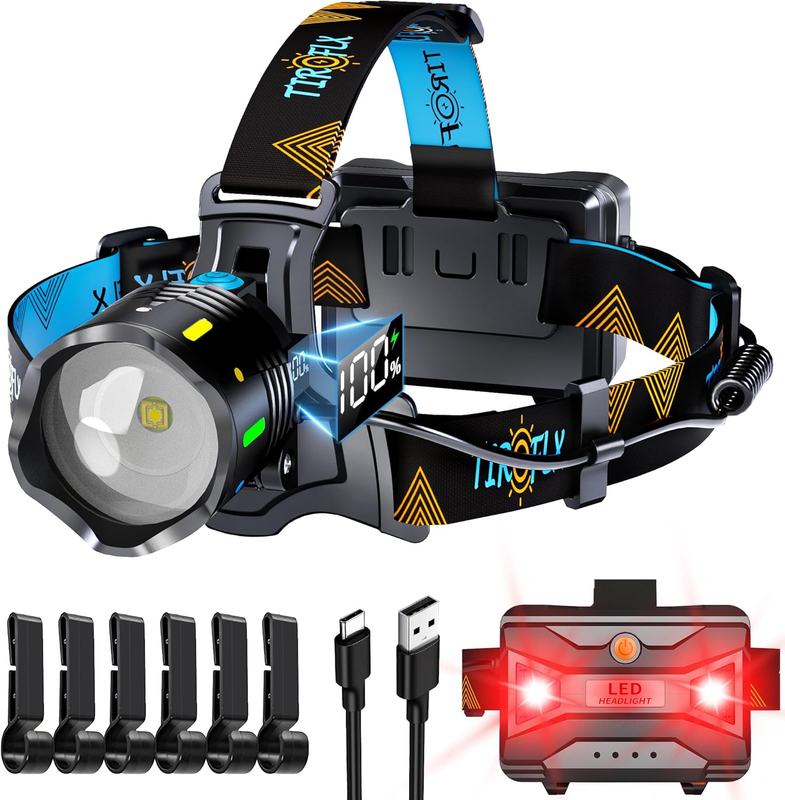 12 Mode LED Headlamp Motion Sensor Red Light IP65 Waterproof 1...