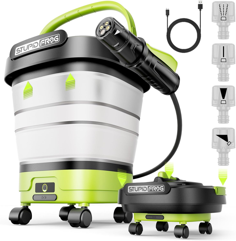 Cordless Portable Pressure Washer, 12L Tank, 4 Nozzles, Battery