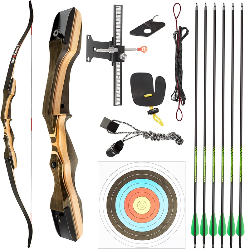 Recurve Bow and Arrow Set for Adult & Youth Beginner, Wooden Takedown Recurve Bo