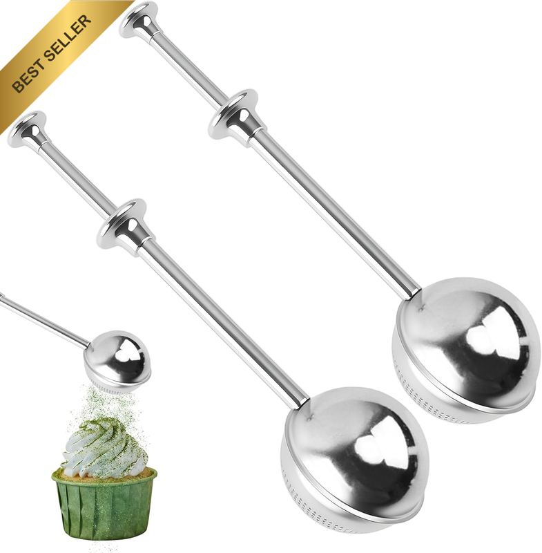 2 Pcs Stainless Steel Flour Sifter for Baking,Sieve Bakers Dusting One-Handed Op