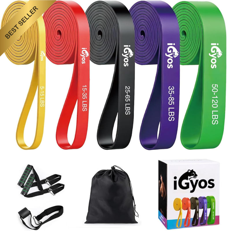 9 Pcs Resistance Bands Set, 5-Level Exercise Bands with Handles & Door Anchor, W
