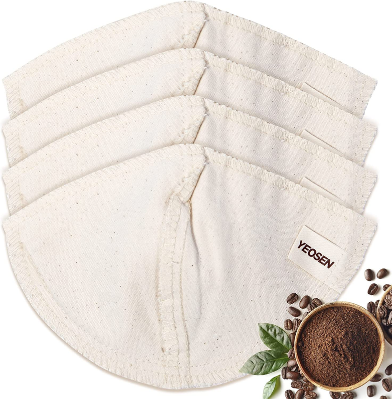 （4 Pack) Reusable Coffee Filters 8-12 Cup,Organic Natural 