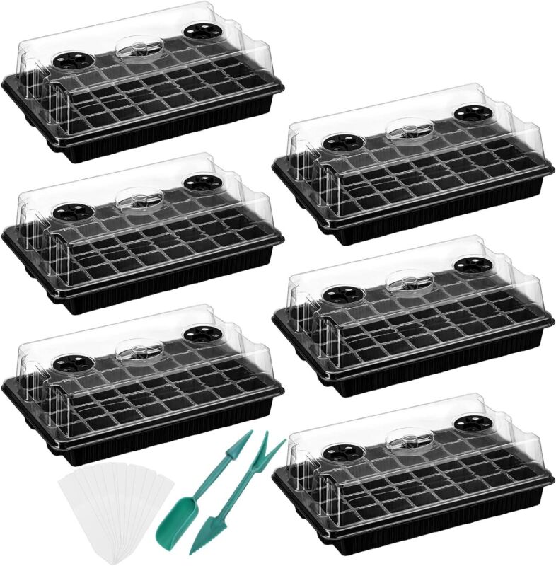 6 Pack Seed Starter Tray with Adjustable Humidity Dome, Seed Starter Kit 240 Cel