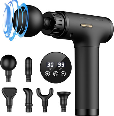 Massage Gun Deep Tissue, Mini Percussion for Athletes, Portable Muscle with 6 At