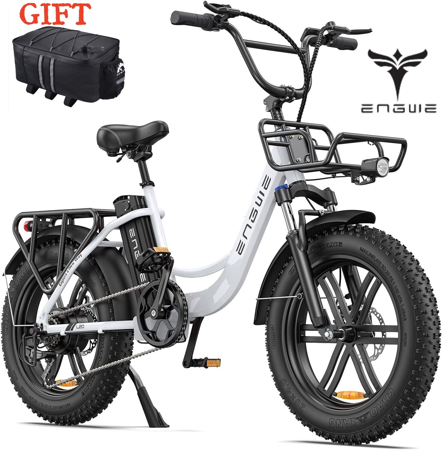 ENGWE L20 750W Electric Bike for Adults Women - 20" Fat Tire Step-Thru E-Bike