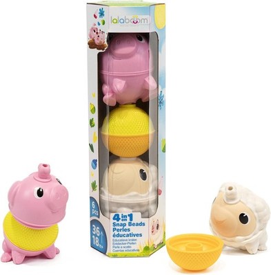 TUBO 4 in 1 ANIMALI DELLA FATTORIA gioco LALABOOM in plastica speciale 6 PEZZI a