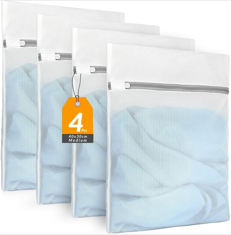 Delicate Garment Mesh Laundry Bags - Medium Size 40X30Cm, Durable Zippered Desig