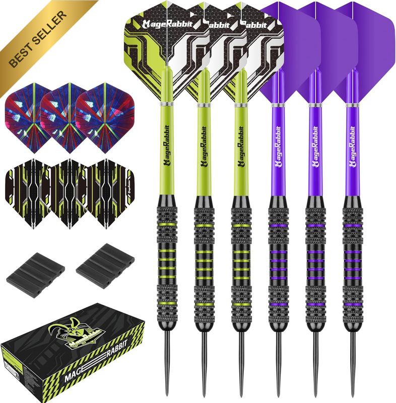 Metal Tip Darts 6 Pieces Professional Steel Darts with 12 Dart Flights