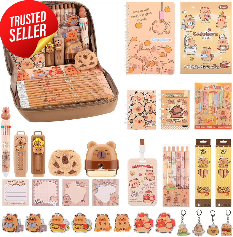 Capybara Pencil Case 27PCS Stationery Set, Cute Capybara School Supplies Kit wit