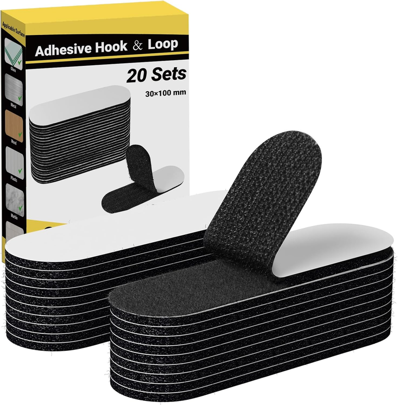 20 Sets Hook Loop Tape Heavy Duty,1.2 x 4 Inch Double Sided Strong Adhesive Moun