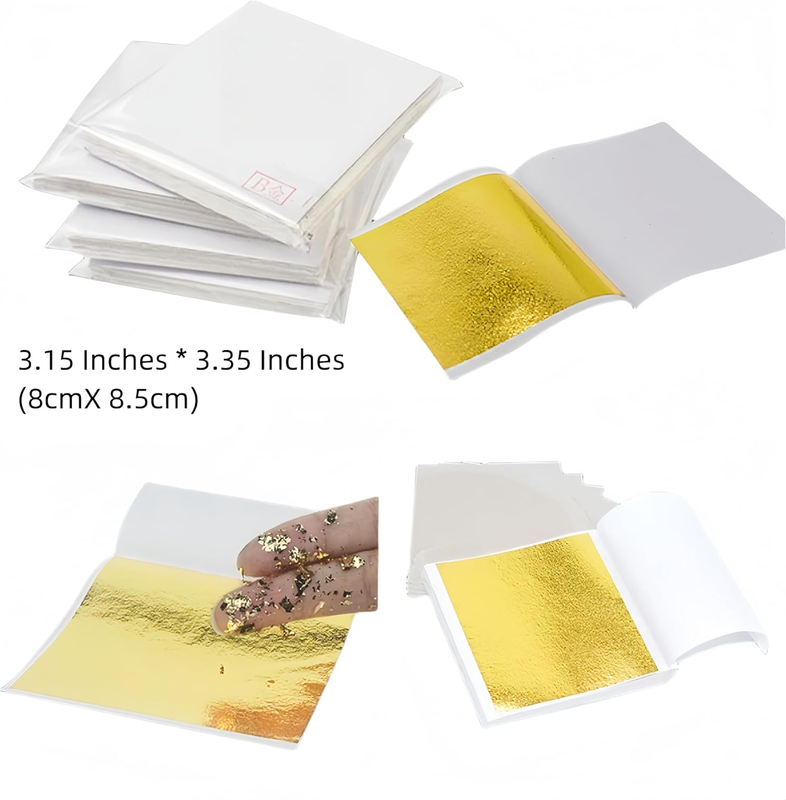 Gold Foil Leaf 12 Colors 120 Pieces for Arts Decoration,DIY Crafts,Paintings,Nai