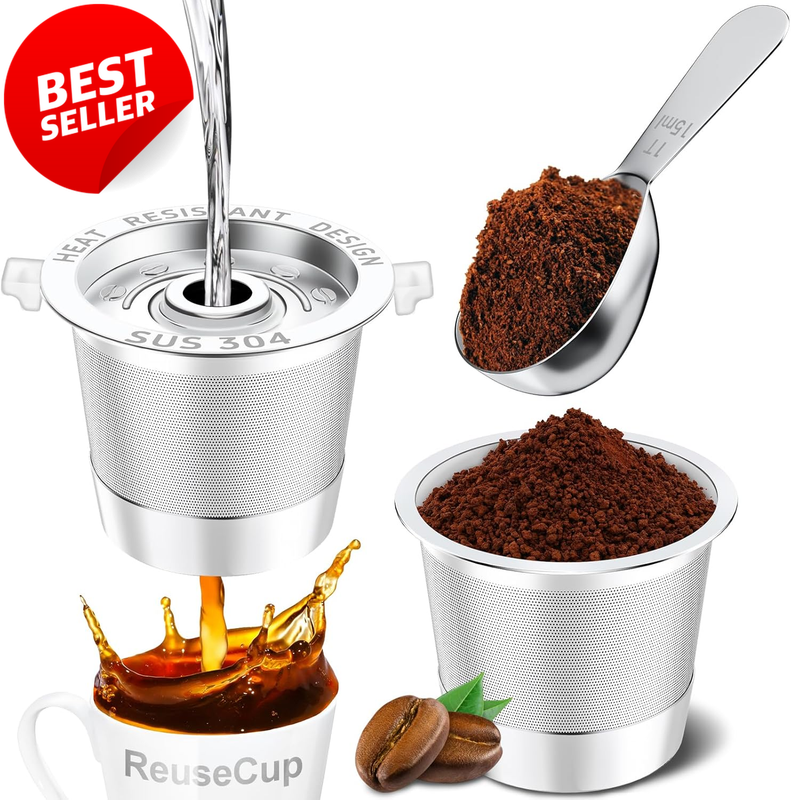 2 Pack Reusable K Cup Keurig 1.0 Stainless Steel Pods BPA Free - US