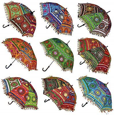 Indian Hand Embroidery 10 PC Lot Decorative Parasol Vintage Sun Shade Umbrella