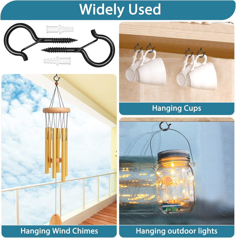 30 Pack Screw Hooks for Outdoor String Lights, Outdoor Hooks for Light Eye Hooks