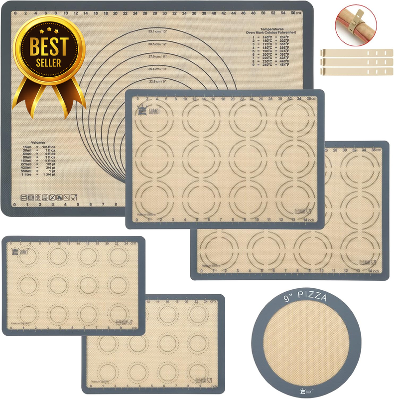 6-Piece 0.70mm-Thick Nonstick Silicone Baking-Mat Set with Assorted Sizes