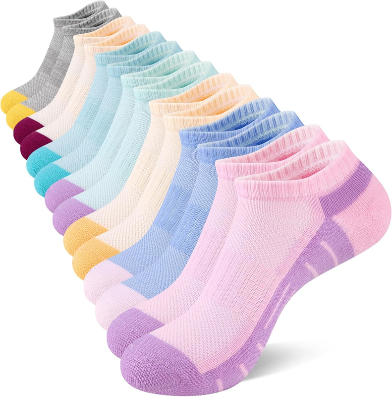 7 Pairs Ankle Socks Womens Athletic Cushioned Running Low Cut ...