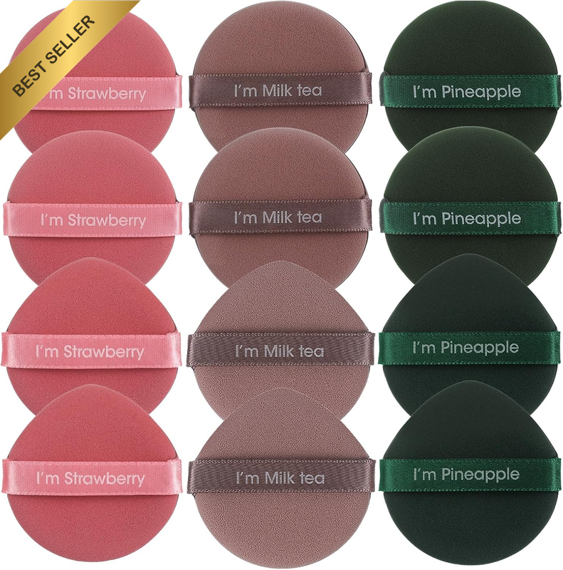 12 Pcs Velour Powder Puff Wet Dry Makeup Sponge