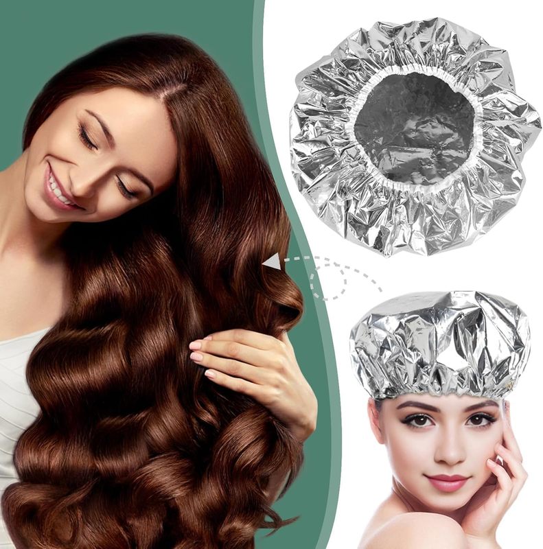 10 Pcs Aluminum Foil Heat Cap for Deep Conditioning,12 Inch Reusable Deep Condit