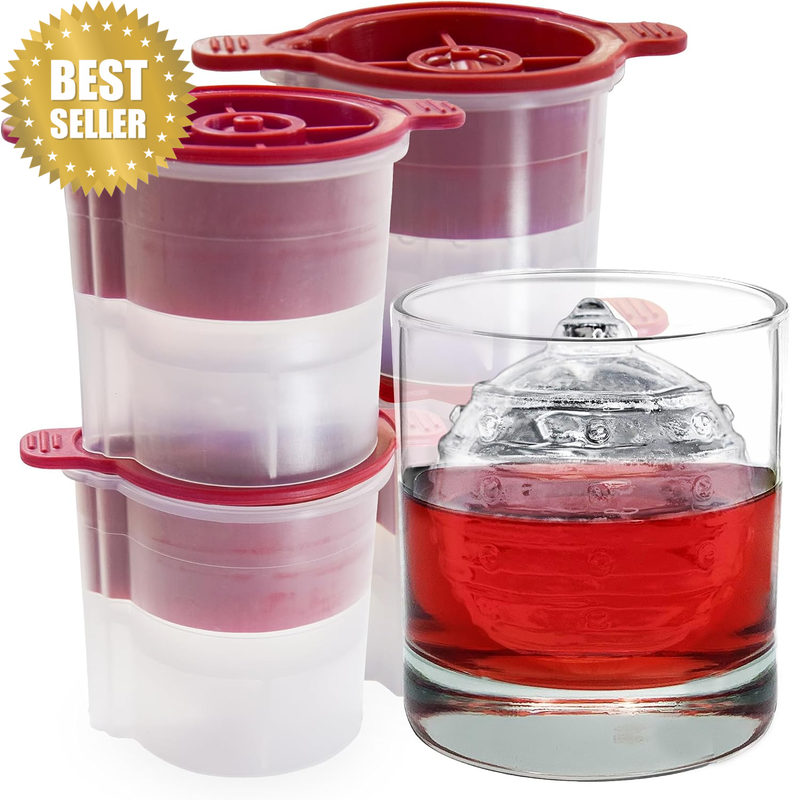 Christmas Ornament Ice Molds, Set of 4 - Large Ice Mold Ideal for Festive & Holi