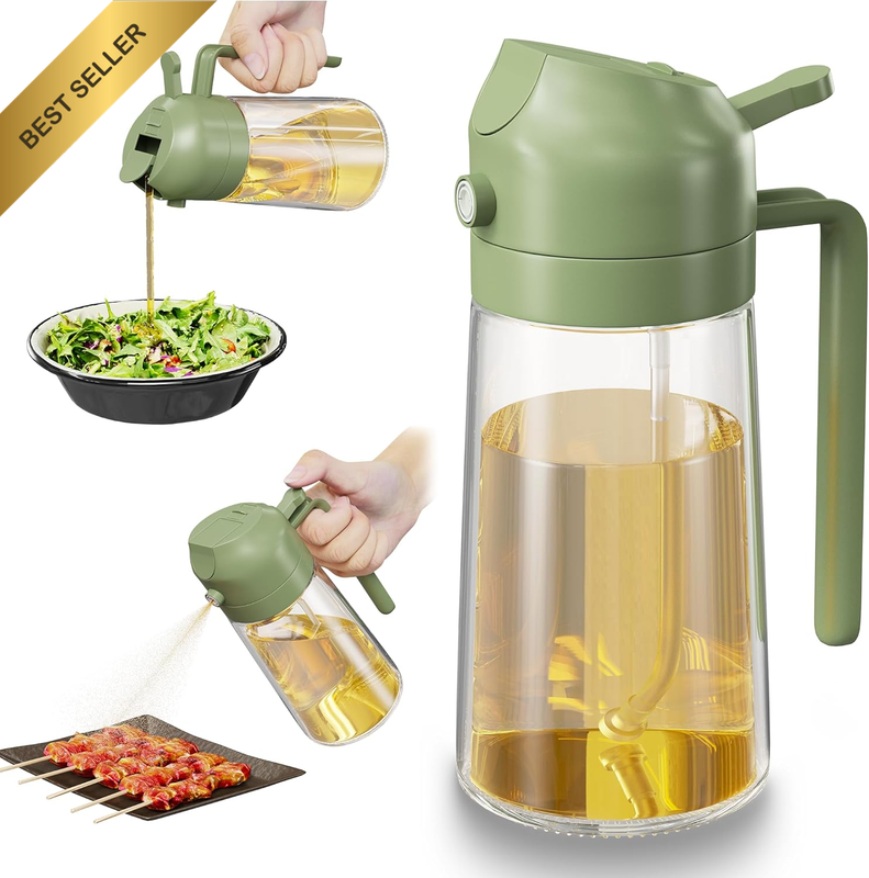 470ml Oil Sprayer for Cooking, 2 Modes Olive Oil Mister, No-Drip, Air Fryer & Sa